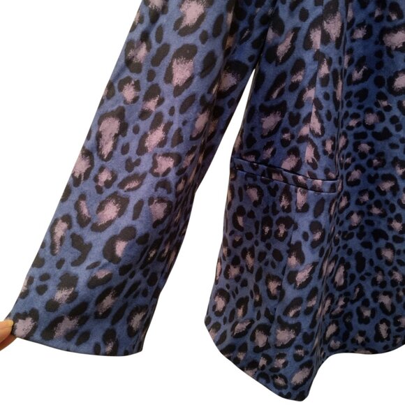 IMAN: 2pc Leopard Print Straight Leg Pantsuit, Size 2X, Blue, Grey, Black - Picture 6 of 11